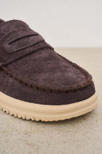Mocassino uomo in suede marrone - 4