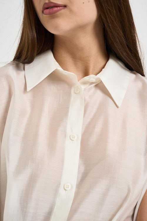 Camicia donna cropped panna - 2