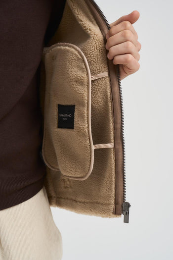 Giubbotto uomo eco montone marrone - 6