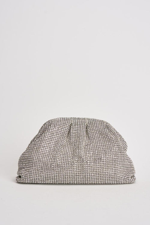 Pochette donna con strass argento