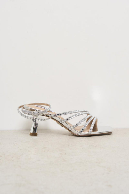 Sandalo donna con tacco argento