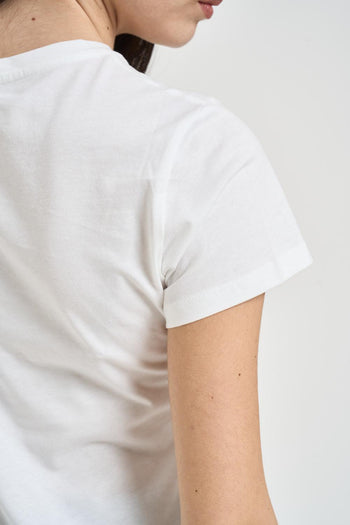 T-shirt donna girocollo con strass bianca - 4