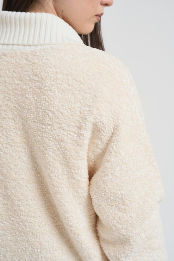 Cardigan donna strutturato panna - 6