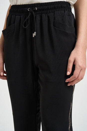Pantalone donna tuta nero con strass - 3