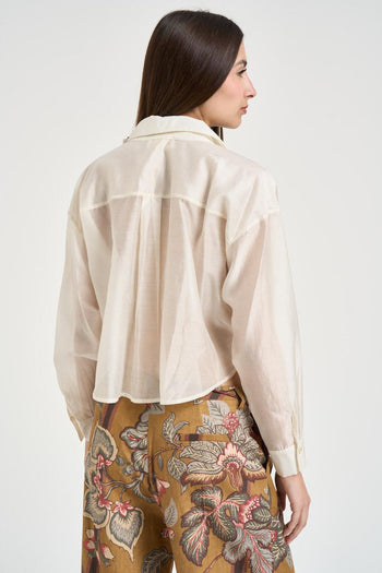 Camicia donna semitrasparente avorio - 3
