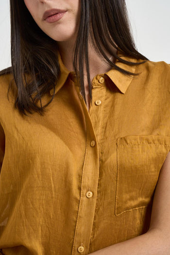 Camicia donna fluida ocra - 3