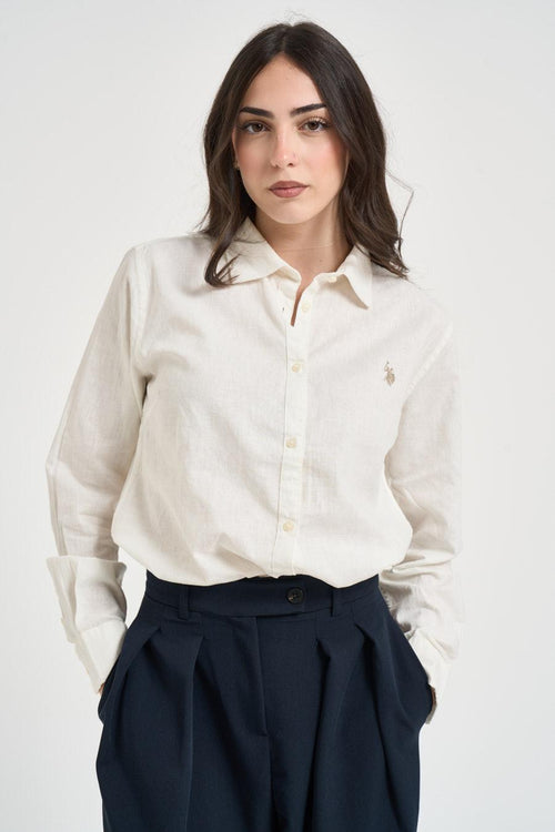 Camicia donna in lino bianca