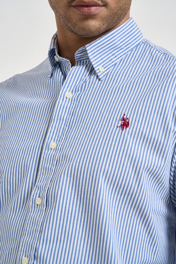 Camicia uomo a righe celeste - 3