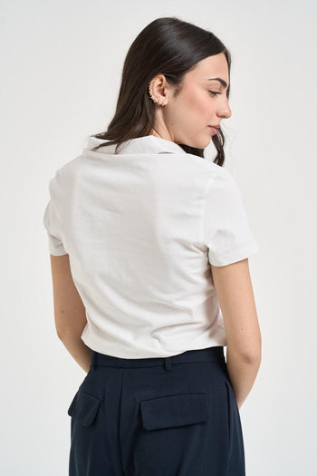 Polo donna bianca in piqué - 3