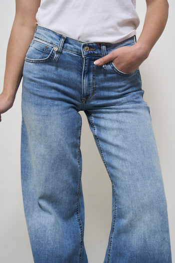 Women's wide leg faded jeans - 6