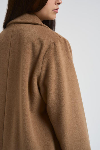 Cappotto Zufolo lungo doppiopetto donna cammello - 7