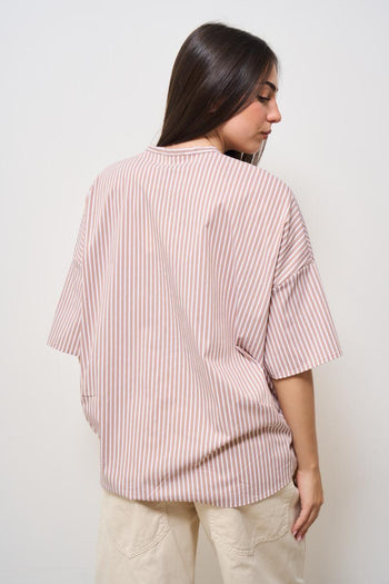 Camicia donna gessata rosa - 4