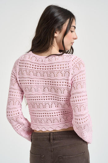 Maglia donna traforata rosa - 3