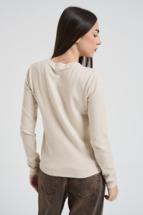 Maglia donna girocollo panna - 2