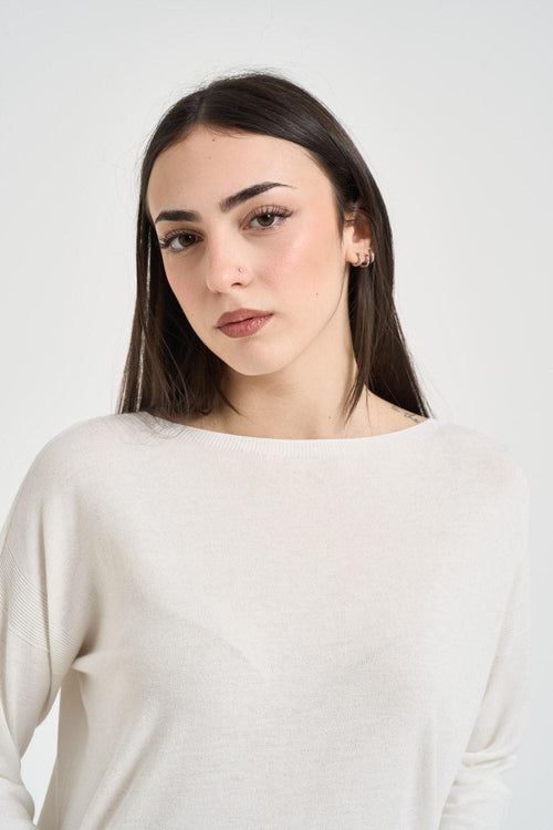Maglia donna scollo a barca bianca - 2