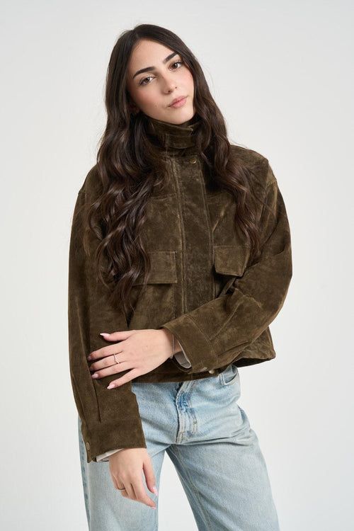 Giubbotto donna scamosciato marrone