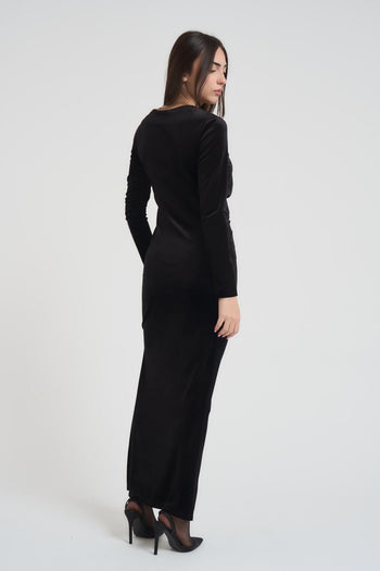 Abito donna lungo in velluto nero - 3