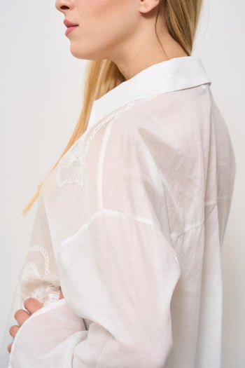 Camicia donna bianca con ricami - 4