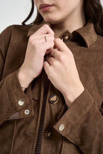 Giacca donna in suede marrone - 3