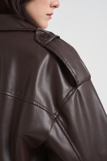 Bomber corto donna in ecopelle moro - 7