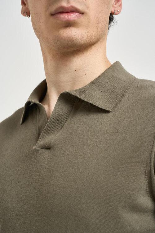 Polo uomo in maglia verde militare - 2