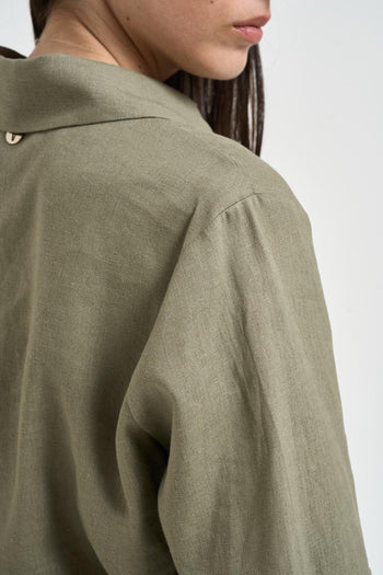 Camicia donna fluida verde militare - 6