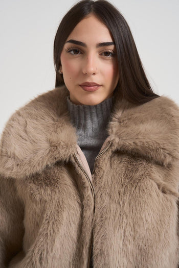 Cappotto donna in pelliccia tortora - 3