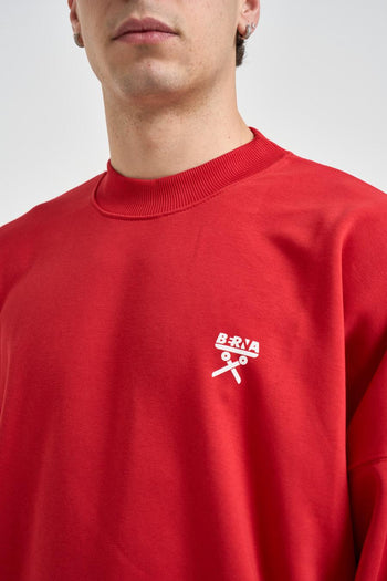 Felpa uomo girocollo rossa<BR/> - 3
