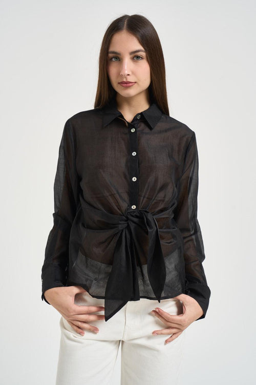 Camicia donna con nodo nera