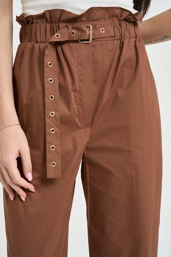 Pantalone donna con cintura tabacco - 4