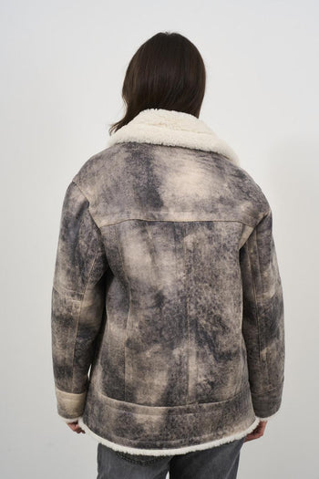 Giubbotto donna in ecomontone grigio vintage - 4