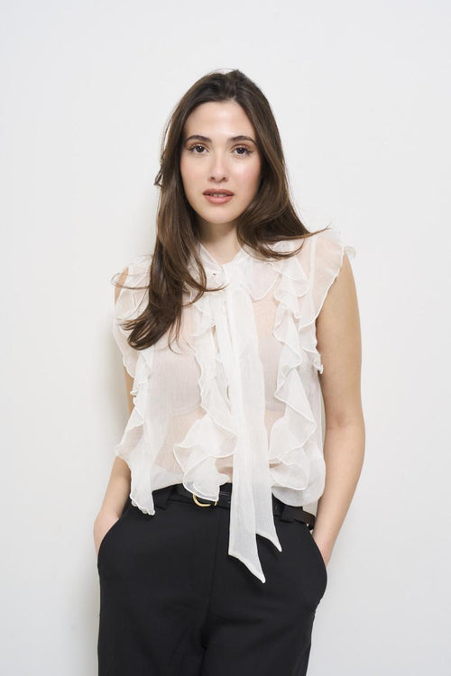 Women's blouse with white ruffles
