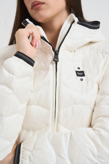 Piumino ad onde orizzontali donna bianco - 3