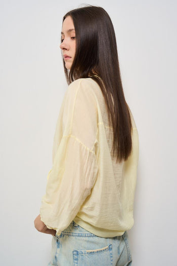 Camicia donna in mussola giallo pastello - 4