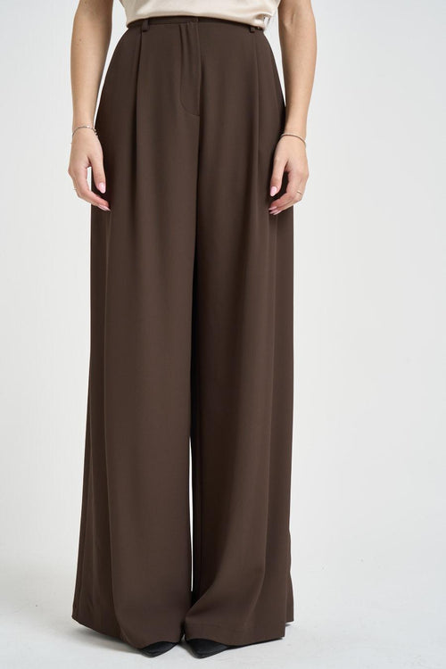 Pantalone donna marrone ampio