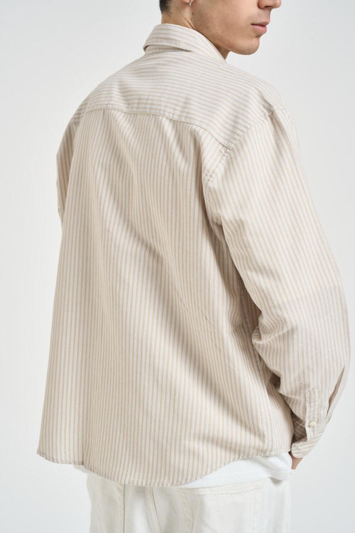 Camicia uomo a righe beige - 2