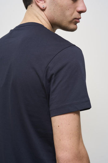Men's blue crew neck T-shirt with logo - 5