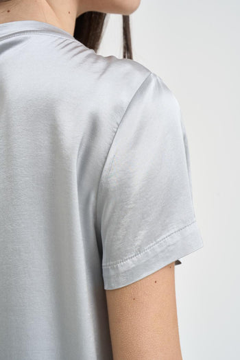 Blusa donna satinata argento - 4
