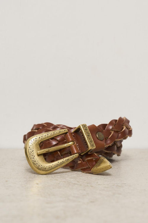 Women's camel braided belt