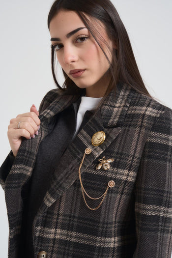 Giacca donna in check grigio - 4