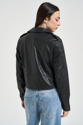 Giubbotto donna ecopelle nero - 3