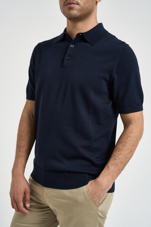 Polo uomo in maglia blu notte
