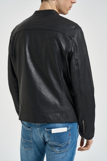 Giubbotto uomo in pelle nero - 5