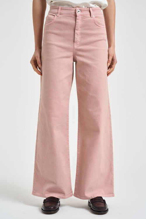Jeans donna rosa wide-leg