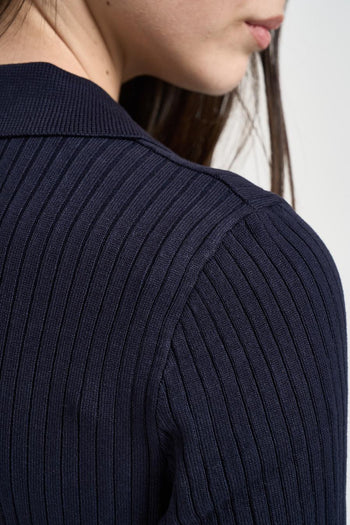 Polo donna a costine blu - 4