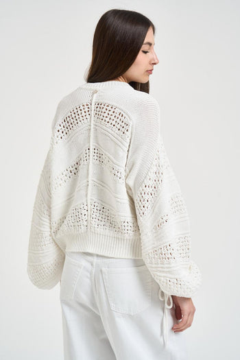Maglia donna in crochet bianca - 4