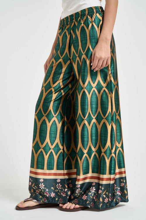 Pantalone donna fantasia geometrica verde - 2