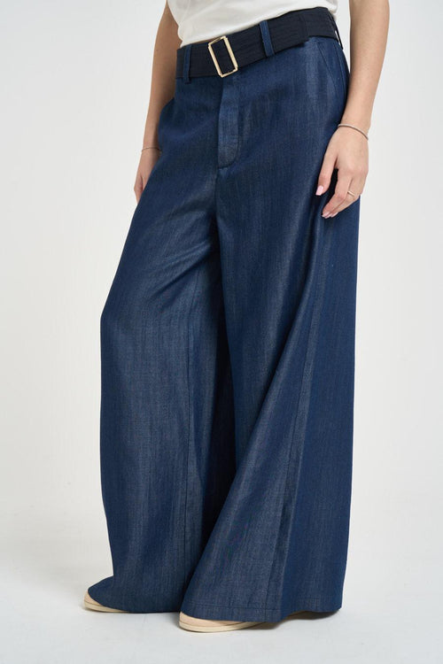 Pantalone donna Chambray in denim scuro - 2