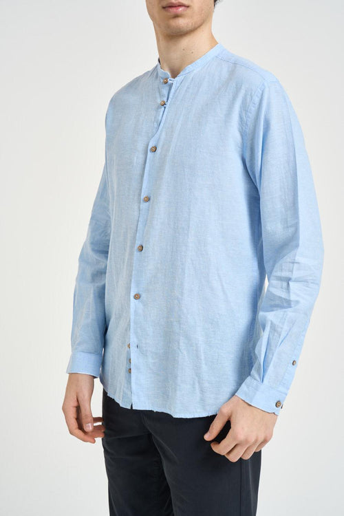 Camicia uomo in lino azzurra - 2