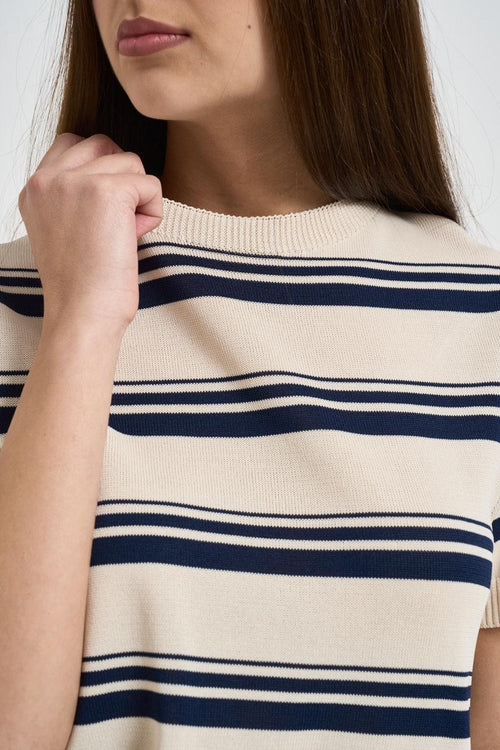 Maglia donna girocollo a righe multicolor - 2